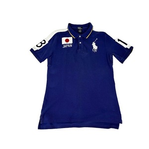 中古 ポロバイラルフローレン Polo by Ralph Lauren 半袖 ポロシャツ ラガーシャツ 日本代表モデル 青紫 メンズ サイズ170