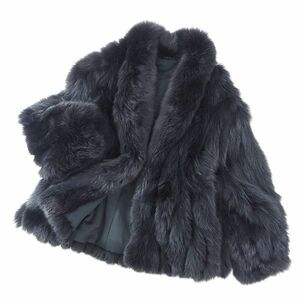 4-YDF046 FOX fox fox fur real fur half coat wool quality soft bo dragon mi- black F lady's 