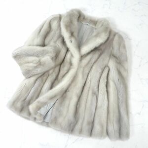 4-ZDF224【美品】サファイアミンク MINK ミンクファー 最高級毛皮 ハーフコート 毛質 艶やか 柔らか ライトグレー 11 レディース