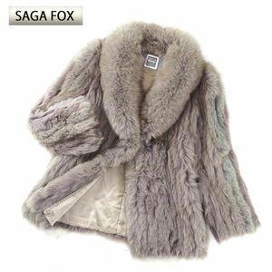 4-TDF342 SAGA FOX SaGa fox silver SaGa fox fur top class fur dyeing half coat wool quality soft bo dragon mi- gray purple 11