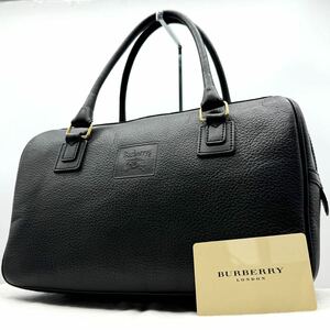 2340【美品】BURBERRY バーバリー ハンドバッグ ミニボストン トート ビジネス 肩掛け ノバチェック ホースロゴ シャドーホース レザー