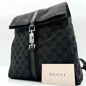 2351[ прекрасный товар ]GUCCI Gucci рюкзак рюкзак 2way плечо ..GG домкрат - серебряный металлические принадлежности парусина кожа натуральная кожа черный 