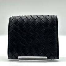 2341【極美品】BOTTEGA VENETA ボッテガヴェネタ 三つ折り財布 コンパクト ウォレット イントレチャート レザー 本革 ダークグレー メンズ_画像3