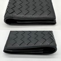 2341【極美品】BOTTEGA VENETA ボッテガヴェネタ 三つ折り財布 コンパクト ウォレット イントレチャート レザー 本革 ダークグレー メンズ_画像4