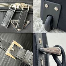 2368【美品・付属品完備】PRADA プラダ キャリーケース トラベル ビジネス 旅行鞄 バッグ トランク 三角ロゴ レザー ナイロン VV030M 現行_画像9