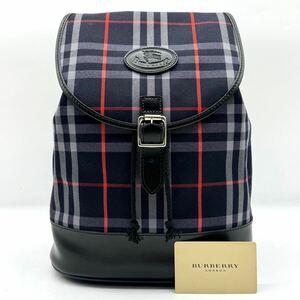 2403[ почти не использовался ]BURBERRY Burberry рюкзак рюкзак плечо ..noba проверка шланг Logo заслонка мешочек парусина кожа 