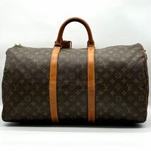 2406【最高峰】LOUIS VUITTON ルイヴィトン ボストンバッグ 旅行鞄 出張 キーポル50 モノグラム LV ロゴ 南京錠 鍵 大容量 PVC レザー 本革_画像3