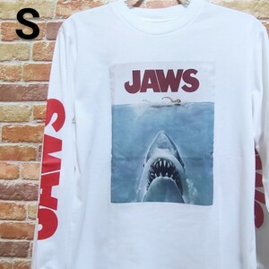 【新品】JAWS ジョーズ Tシャツ ロンT S 長袖 ホワイト ビッグプリント