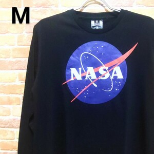 【新品】NASA ナサ ロンT 長袖 Tシャツ M ブラック ロゴ サークル