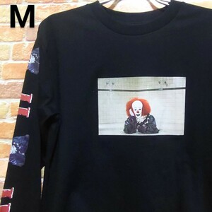 【新品】ホラー映画 IT イット Tシャツ ロンT 長袖 M ブラック ピエロ