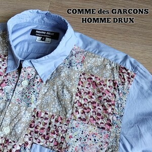 COMME des GARCONS HOMME DRUX　リバティ柄 長袖シャツ　メンズ　サイズM　日本製　コムデギャルソン オム ドゥ　小花柄　a17