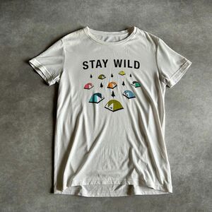 【古着】THE NORTH FACE ノースフェイス プリントTシャツ STAY WILD キャンプ テント 白 半袖