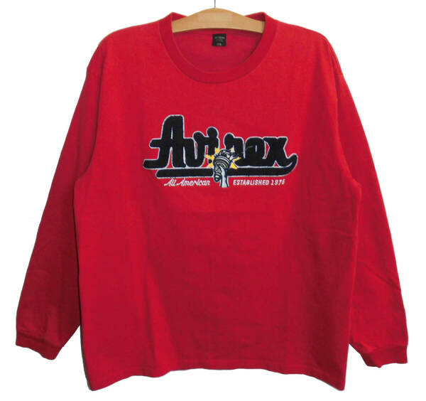 美品 AVIREX アビレックス ワッペンロゴ ヘビーウエイト ロングスリーブ Tシャツ 長袖 XL