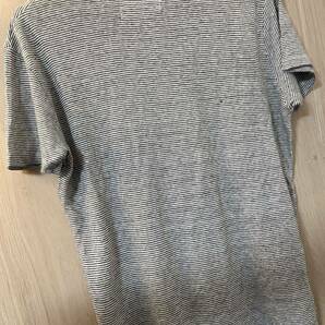 ZARA リネンTシャツ ボーダーカットソークルーネック 麻半袖Tの画像3