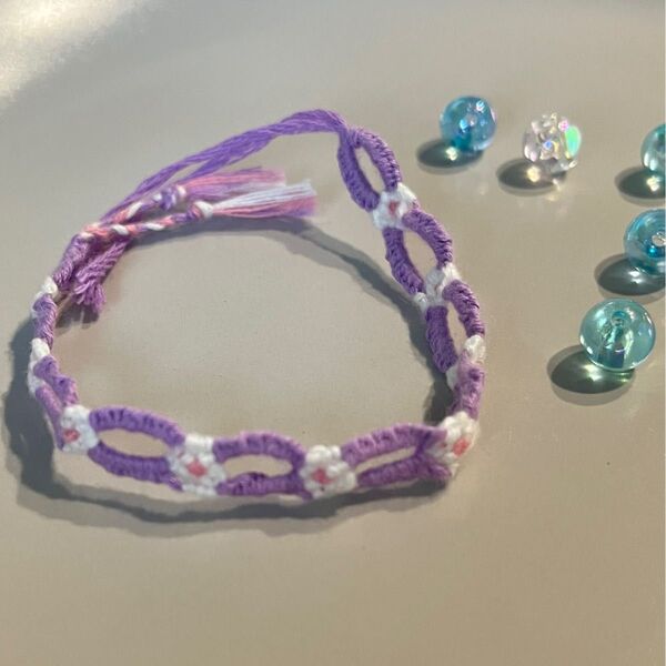 ミサンガ ブレスレット ハンドメイド 花柄