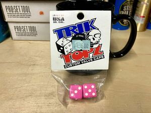 新品未使用 TRIK TOPZ CUSTOM VALVE CAPS バルブキャップ 米式 ダイス ピンク アメリカ製 MADE IN USA トリックトップズ