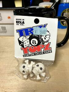 新品未使用 TRIK TOPZ CUSTOM VALVE CAPS バルブキャップ 米式 スカル アメリカ製 MADE IN USA トリックトップズ