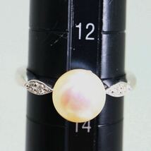 《K18WG 天然ダイヤモンド/アコヤ本真珠リング》M 約4.0g 約13号 パール pearl diamond ring jewelry 指輪 EC4/EC4_画像9
