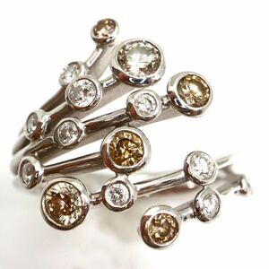 KASHIKEY(カシケイ)豪華!!《K18WG 天然ブラウンダイヤモンドリング》M 約6.4g 約11号 0.50ct 0.23ct diamond ring jewelry 指輪 EG3/EI3