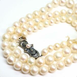 《アコヤ本真珠ネックレス》M 20.2g 約45cm 約4.5-7.5mm珠 pearl パール necklace ジュエリー jewelry DB0/DB5