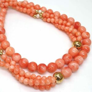 《K14 天然本珊瑚&本真珠ネックレス》M 約31.8g 約47.0cm coral pearl コーラル サンゴ さんご necklace jewelry ジュエリー DF0/DH0
