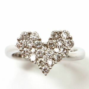《K18WG 天然ダイヤモンドパヴェリング》J 約3.8g 約7号 0.50ct ring 指輪 jewelry ジュエリー diamond ED1/ED4