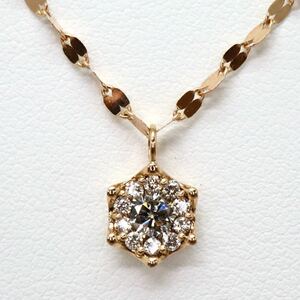 {K18PG натуральный бриллиант длинный колье }M примерно 3.5g примерно 70.5cm 0.31ct diamond necklace jewelry ювелирные изделия EC6/EC8