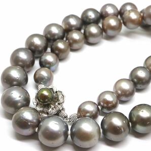 《南洋黒蝶真珠ネックレス》M ◎約9.0-12.5mm珠 約76.6g 約44cm pearl necklace ジュエリー jewelry DA0/DHの画像1