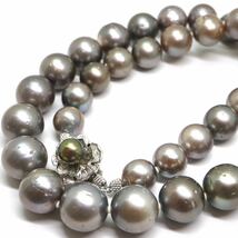 《南洋黒蝶真珠ネックレス》M ◎約9.0-12.5mm珠 約76.6g 約44cm pearl necklace ジュエリー jewelry DA0/DH_画像1