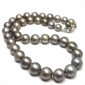 《南洋黒蝶真珠ネックレス》M ◎約9.0-12.5mm珠 約76.6g 約44cm pearl necklace ジュエリー jewelry DA0/DHの画像5