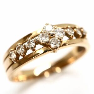 《K18 天然ダイヤモンドリング》M 2.7g 約10.5号 0.21ct ジュエリー jewelry ring 指輪 diamond EB0/EB0