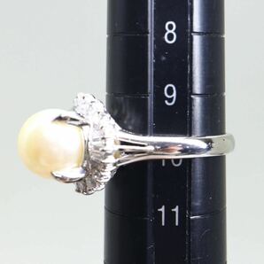 豪華!!テリ良し!!《Pt900天然ダイヤモンド/アコヤ本真珠リング》M 7.2g 0.368ct 約10号 ジュエリー jewelry ring 指輪 EC4/EC4の画像7