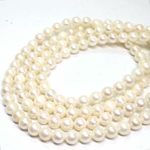《アコヤ本真珠2連ネックレス》M 43.2g 約5.5-6.0mm珠 約40cm pearl necklace ジュエリー jewelry DC0/DE0の画像4