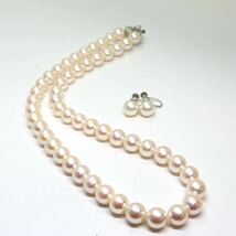 美品!!TASAKI(田崎真珠)箱付!!《アコヤ本真珠ネックレス/K14WGイヤリング》M 44.5g 約8.0-8.5mm珠 約42cm pearl necklace jewelry EA6/EF6_画像6