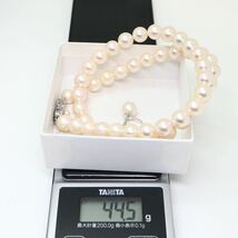 美品!!TASAKI(田崎真珠)箱付!!《アコヤ本真珠ネックレス/K14WGイヤリング》M 44.5g 約8.0-8.5mm珠 約42cm pearl necklace jewelry EA6/EF6_画像10