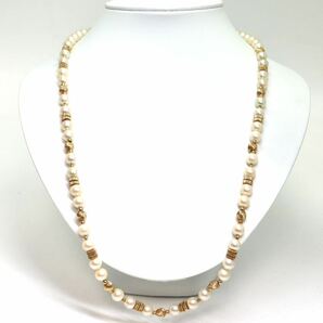 《K14 アコヤ本真珠ネックレス》M 40.3g 約7.0-7.5mm珠 約65cm pearl necklace ジュエリー jewelry EB3/EB3の画像2