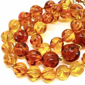 Max16.5mm珠!!《K18天然本琥珀ネックレス》M 約45.7g 約57cm コハク アンバー amber necklace jewelry EA0/EA2の画像4