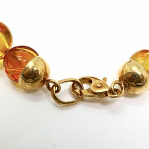 Max16.5mm珠!!《K18天然本琥珀ネックレス》M 約45.7g 約57cm コハク アンバー amber necklace jewelry EA0/EA2の画像6