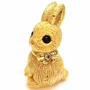 《K24 天然ダイヤモンド付きウサギモチーフペンダントトップ》M 1.8g 0.01ct diamond 兎 rabbit ラビット pendant jewelry EB3/EB3