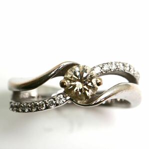 《K18WG 天然ダイヤモンドリング》M 約4.1g 約12号 0.30ct 0.10ct diamond ring 指輪 jewelry ED4/ED6の画像2