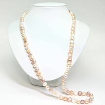 《本真珠ロングネックレス》M 88.3g 約69cm pearl necklace ジュエリー jewelry CE0/DA0_画像2