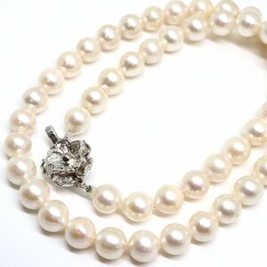 《アコヤ本真珠ネックレス》M 35.9g 約41.0cm 約7.5-8.0mm珠 pearl パール necklace ジュエリー jewelry DC0/DE0