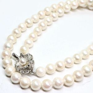 《アコヤ本真珠ネックレス》M 29.3g 約42.5cm 約6.5-7.0mm珠 pearl パール necklace ジュエリー jewelry DB0/DB0