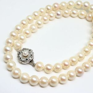 《アコヤ本真珠ネックレス》M 34.2g 約41.5cm 約7.0-7.5mm珠 pearl パール necklace ジュエリー jewelry DB0/DC0