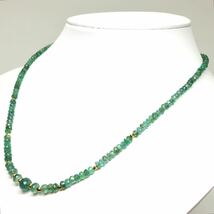 《K18天然エメラルドネックレス》M 約10.6g 約45cm emerald necklace ジュエリー jewelry EA0/EA5_画像3