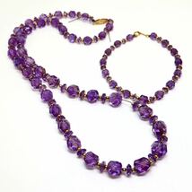 《K18/K14 天然アメジストネックレス&ブレスレット》M 約51.4g 約60.5/21cm 約10mm珠 amethyst necklace ジュエリー jewelry DI0/EA2_画像4