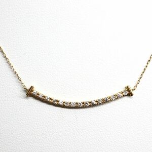 《K18(750)天然ダイヤモンドネックレス》M 1.8g 約39.5cm 0.30ct necklace ジュエリー jewelry EB2/EB4