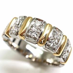 Ambrose(アンブローズ)《K18/Pt900 天然ダイヤモンドリング》M 約6.9g 約7号 0.31ct diamond ring jewelry 指輪 ジュエリー ED0/ED5