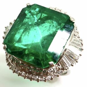  gorgeous!!25ct UP!!{Pt900 natural diamond / natural emerald ring }M approximately 19.9g approximately 12 number 2.81ct 25.11ct diamond ring jewelry ring EI8/FA2