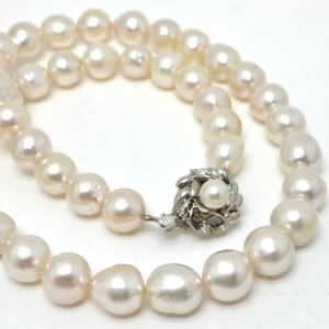 《本真珠ネックレス》M 48.1g 約43.0cm 約8.5-9.5mm珠 pearl パール necklace ジュエリー jewelry DA0/DA0